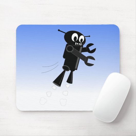 Black Flying Robot Blue Sky Hintergrund Mousepad (Mit Mouse)