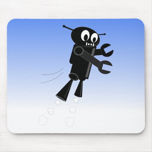 Black Flying Robot Blue Sky Hintergrund Mousepad (Vorne)