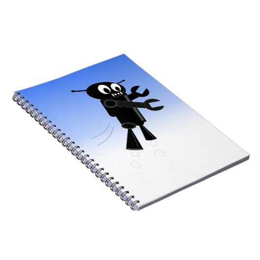 Black Flying Robot Blue Sky Hintergrund Notizblock (Rechte Seite)