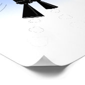 Black Flying Robot Blue Sky Hintergrund Poster (Ecke)