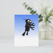 Black Flying Robot Blue Sky Hintergrund Postkarte (Stehend Vorderseite)