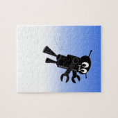 Black Flying Robot Blue Sky Hintergrund Puzzle (Horizontal)