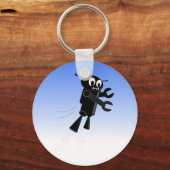 Black Flying Robot Blue Sky Hintergrund Schlüsselanhänger (Vorderseite)