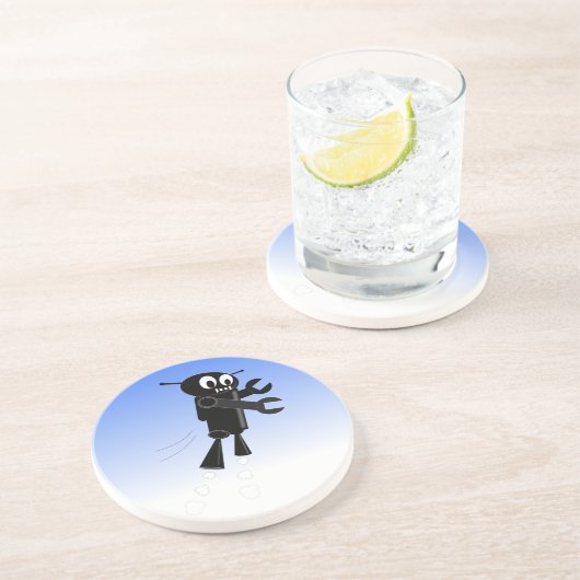 Black Flying Robot Blue Sky Hintergrund Untersetzer (Seite)