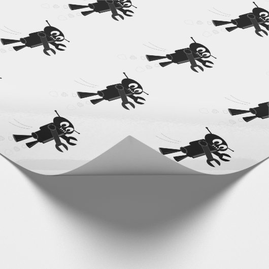 Black Flying Robot Geschenkpapier (Ecke)
