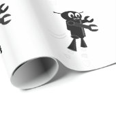 Black Flying Robot Geschenkpapier (Rolleneckpunkt)