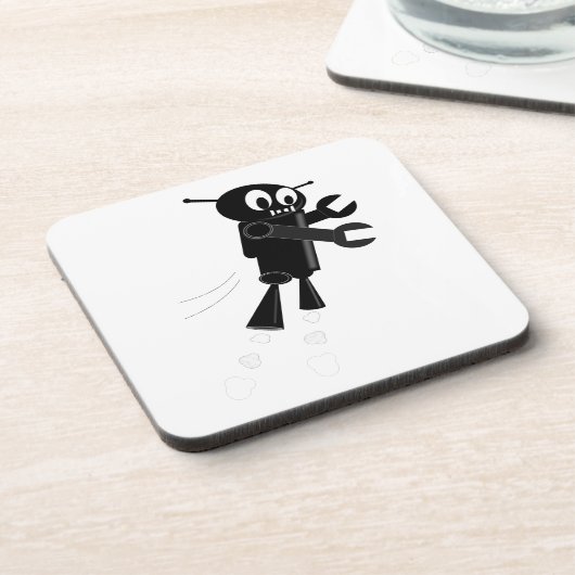 Black Flying Robot Getränkeuntersetzer (Linke Seite)