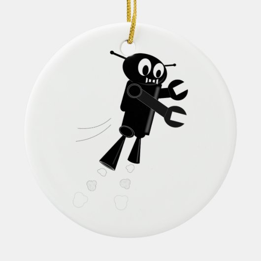 Black Flying Robot Keramik Ornament (Vorne)