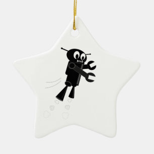 Black Flying Robot Keramik Ornament