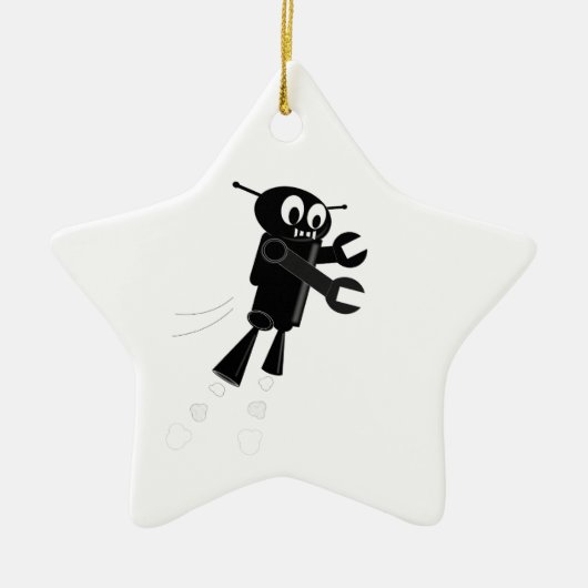 Black Flying Robot Keramik Ornament (Vorne)
