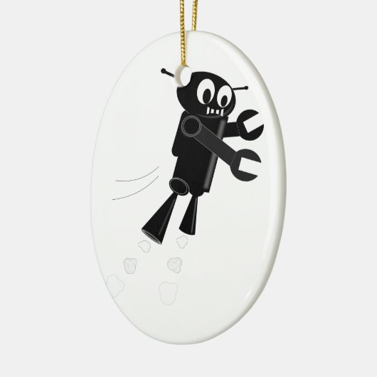 Black Flying Robot Keramikornament (Links)