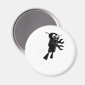 Black Flying Robot Magnet (Vorderseite/Rückseite)