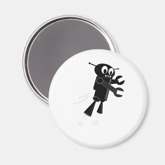 Black Flying Robot Magnet (Vorderseite/Rückseite)