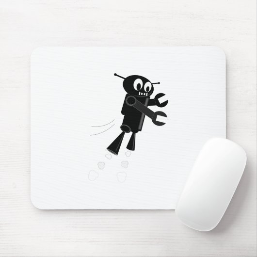 Black Flying Robot Mousepad (Mit Mouse)