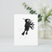 Black Flying Robot Postkarte (Stehend Vorderseite)