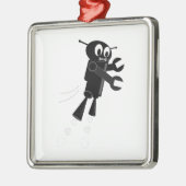 Black Flying Robot Silbernes Ornament (Links)