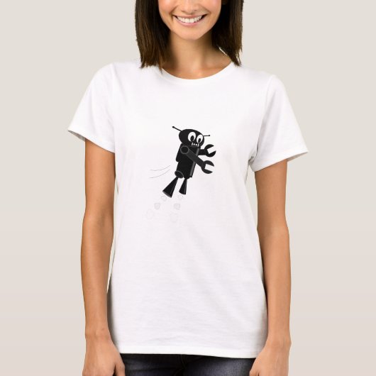 Black Flying Robot T-Shirt (Vorderseite)