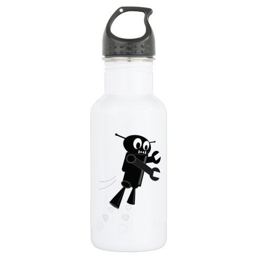 Black Flying Robot Trinkflasche (Vorderseite)