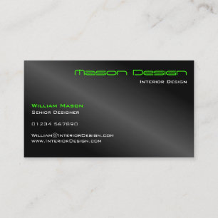 Black Foil and Green Minimalistic Business Card Visitenkarte