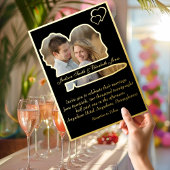 Black Foil Brie and Groom Shape Foto Wedding Folieneinladung