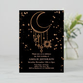 Black Foil Celestial Moon Birthday Foil Einladung (Stehend vorne)