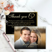Black Foil Elegantes Foto Hochzeit Danke Karte