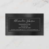 Black Foil Moderne Elegante Brushed Metal Visitenkarte (Rückseite)