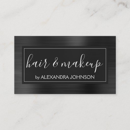 Black Foil Moderne Elegante Brushed Metal Visitenkarte (Vorderseite)