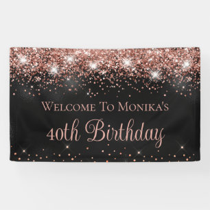 Black Foil Rose Gold Glitzer 40. Geburtstag Willko Banner