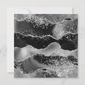 Black Foil Silver Glitzer Abstrakt Agate Birthday Einladung (Rückseite)
