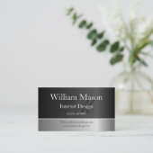 Black Foil & Steel Effect, Monogram Business Card Visitenkarte (Stehend Vorderseite)