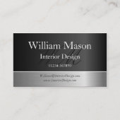 Black Foil & Steel Effect, Monogram Business Card Visitenkarte (Vorderseite)