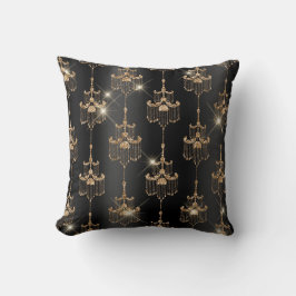 Black Foil und Gold Glitzer Glam Kronleuchter Kissen