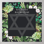 BLACK FOLIAGE FRAME STAR BAR BAT MITZVAH SIGN IN POSTER (Vorne)
