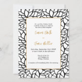 Black Foliage Kontur Aztec Gold Accents Wedding Einladung (Vorderseite)