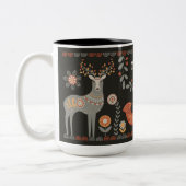 Black Folk Art Animals Individuelle Name Hirsch Zweifarbige Tasse (Links)