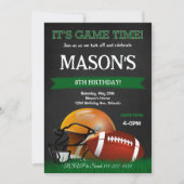Black Football Birthday Einladung (Vorderseite)