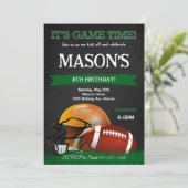 Black Football Birthday Einladung (Stehend Vorderseite)