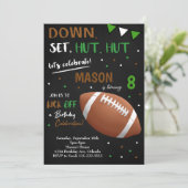 Black Football Boys Einladung zum Geburtstag (Stehend Vorderseite)