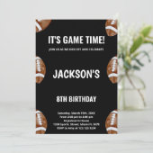 Black Football Einladungen zum Geburtstag (Stehend Vorderseite)