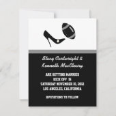 Black Football Wedding Save the Date Announcement (Vorderseite)