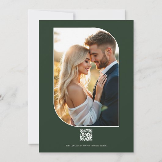 Black Forest Green, Ecru/Warm Honey Floral Wedding Einladung (Rückseite)