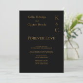 Black Forever Love Hochzeit Einladung (Stehend Vorderseite)