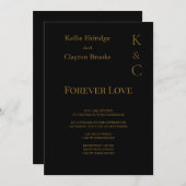 Black Forever Love Hochzeit Einladung (Vorne/Hinten)
