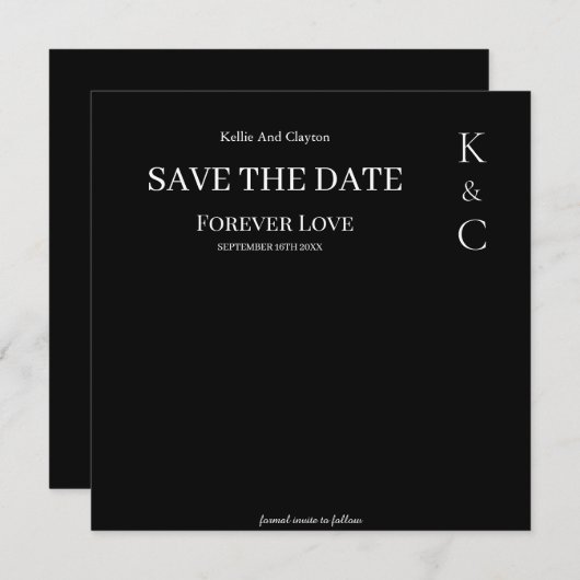 Black Forever Love Hochzeit speichern das Datum Save The Date (Vorne/Hinten)