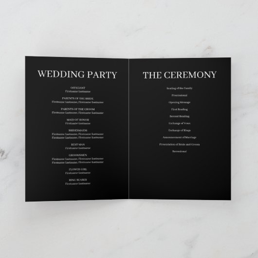 Black Forever Love Wedding Folding Programm (Innenseite)