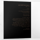 Black Formal Minimal Dreifach-Hochzeitsprogramm Dreifach Gefaltete Einladung (Innen Erste Seite)
