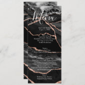 Black Formal Minimalistisch Extravagant Luxury Wed Menükarte (Vorne/Hinten)