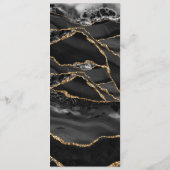 Black Formal Minimalistisch Extravagant Luxury Wed Menükarte (Rückseite)