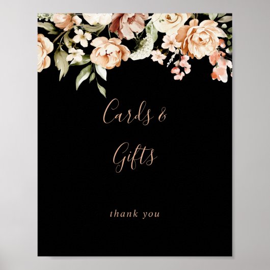 Black Formal Royal Floral Cards und Geschenke-Zeic Poster (Vorne)